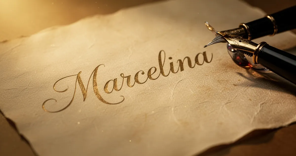 Imię Marcelina napisane kaligraficznie