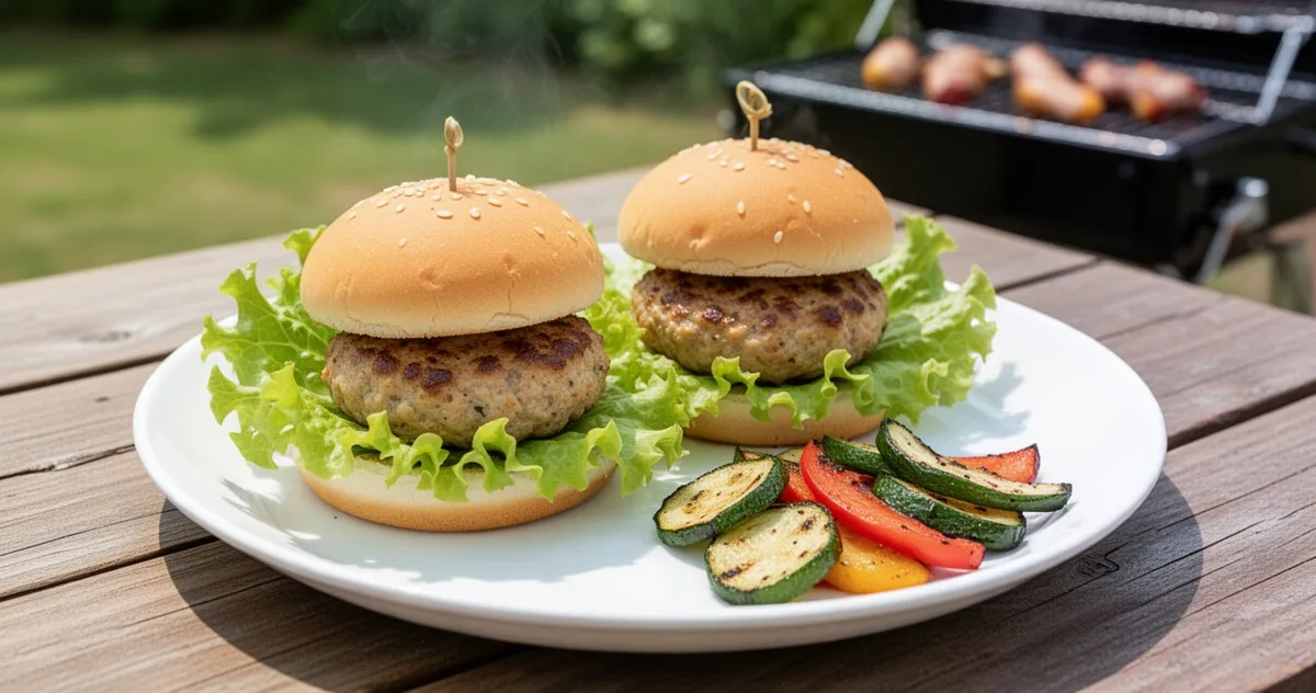 Talerz dziecka z mini burgerami drobiowymi i warzywami