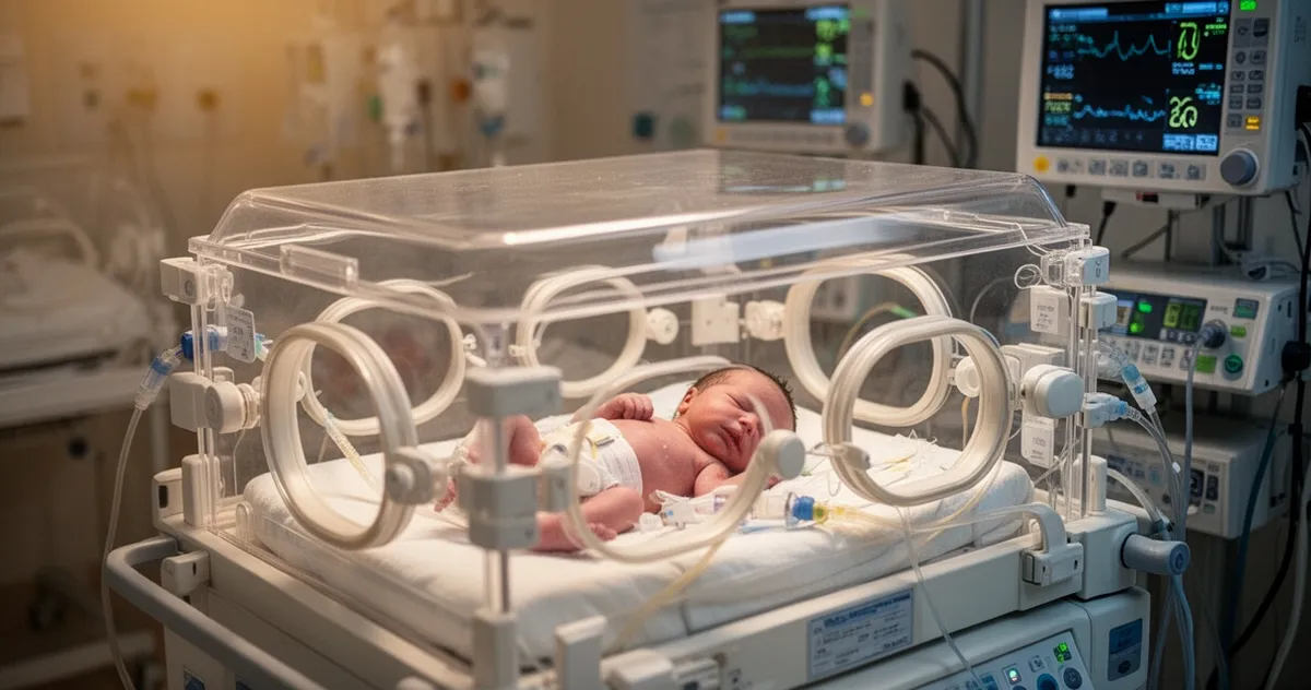 Wcześniak w inkubatorze na oddziale neonatologicznym