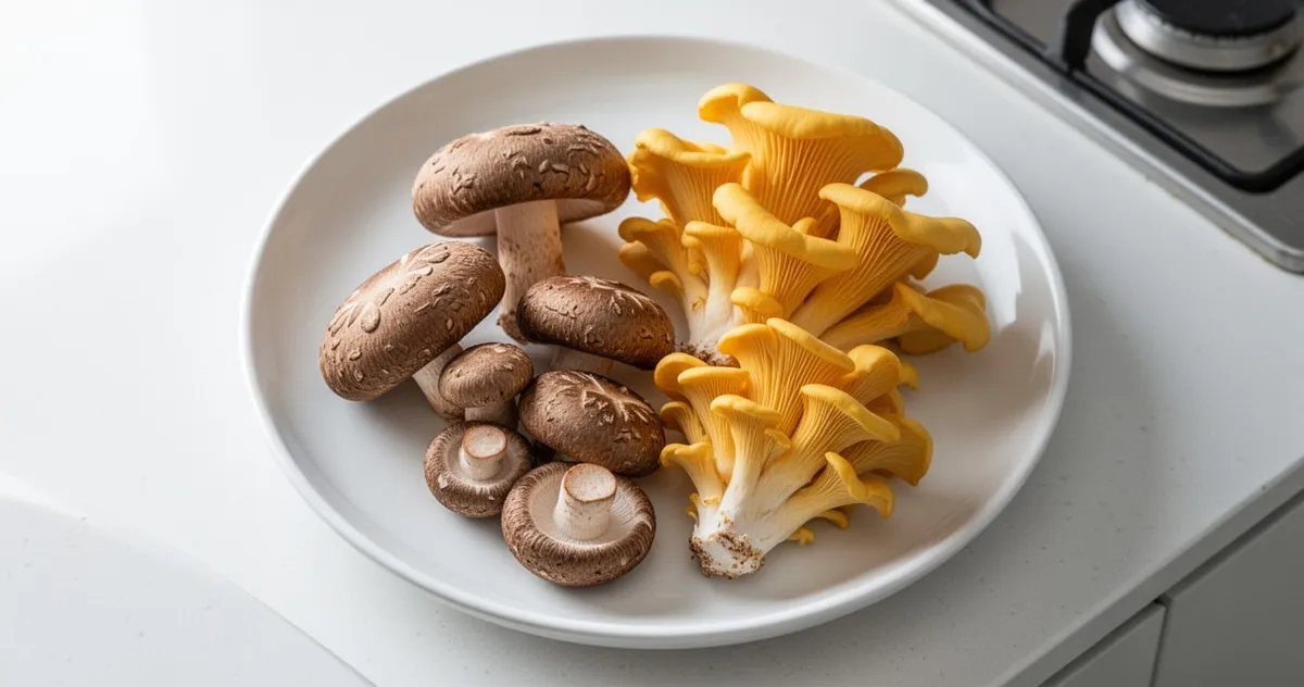 Shiitake i boczniaki złote na talerzu – grzyby hodowlane dla dzieci