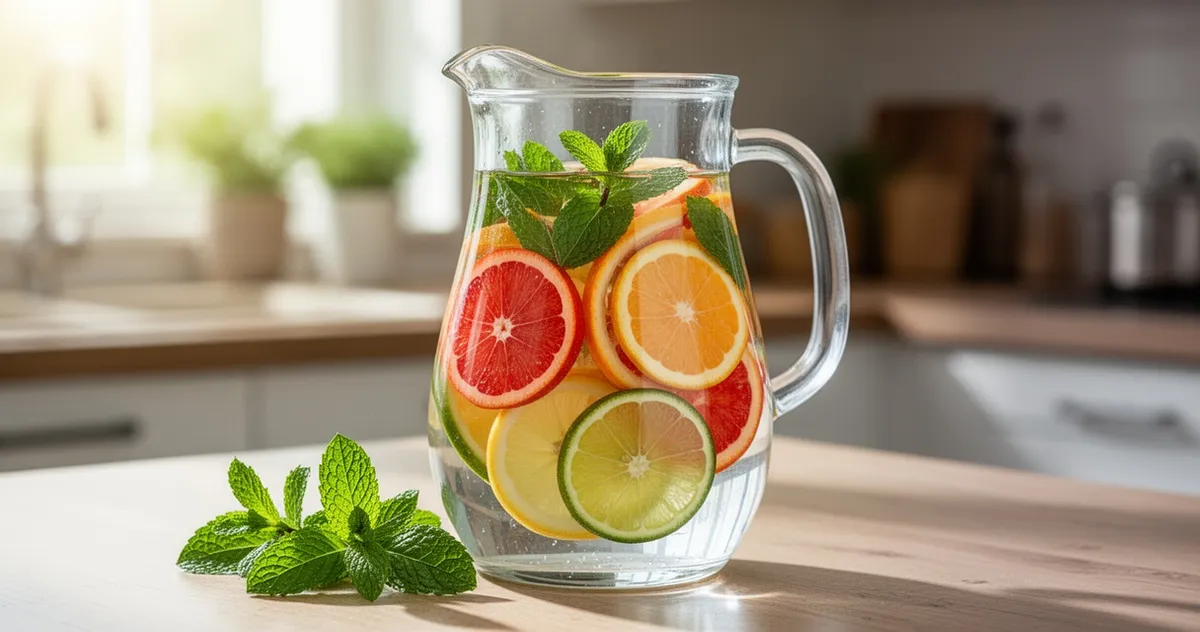 Dzbanek z wodą aromatyzowaną owocami i miętą