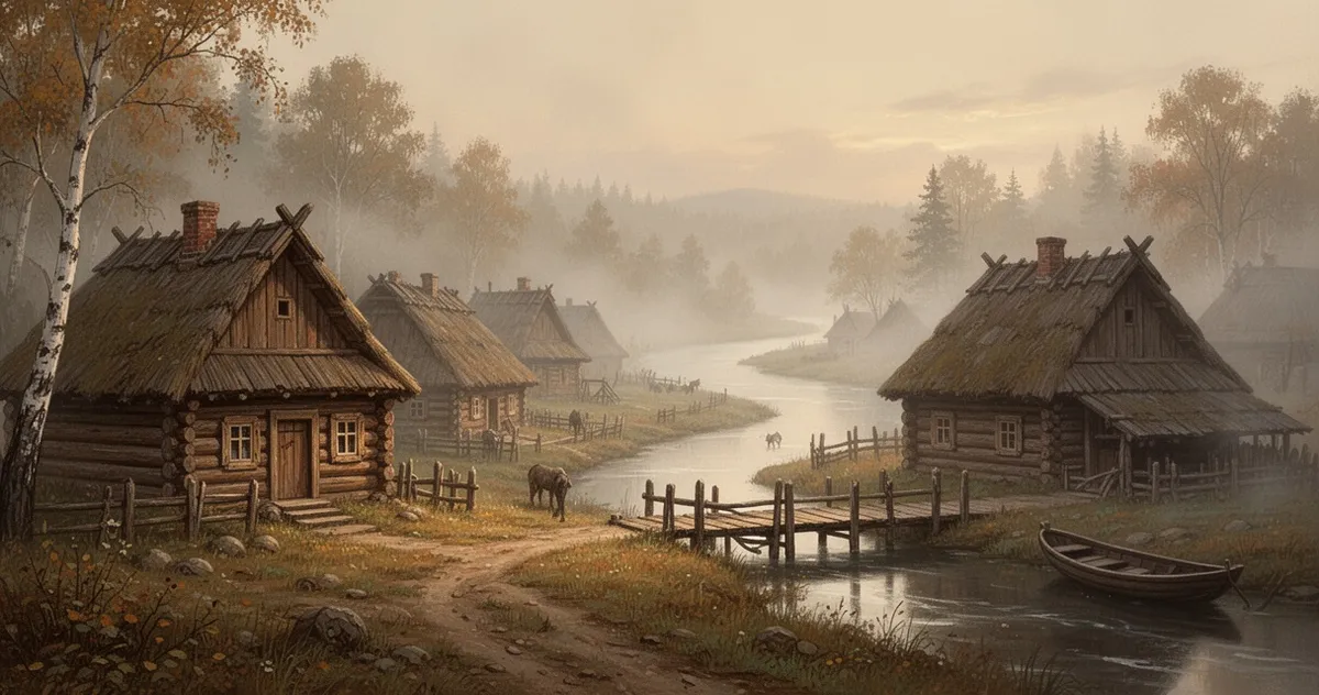 Słowiańska wioska jako tło do artykułu o staropolskich imionach