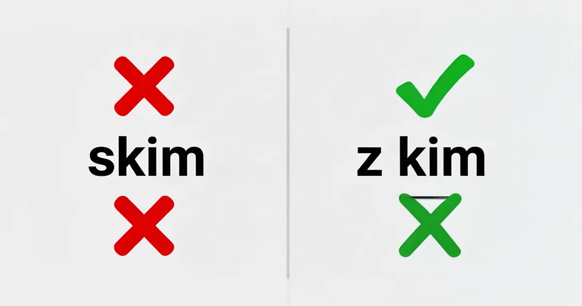 Porównanie poprawnej formy 'z kim' i błędnej 'skim'