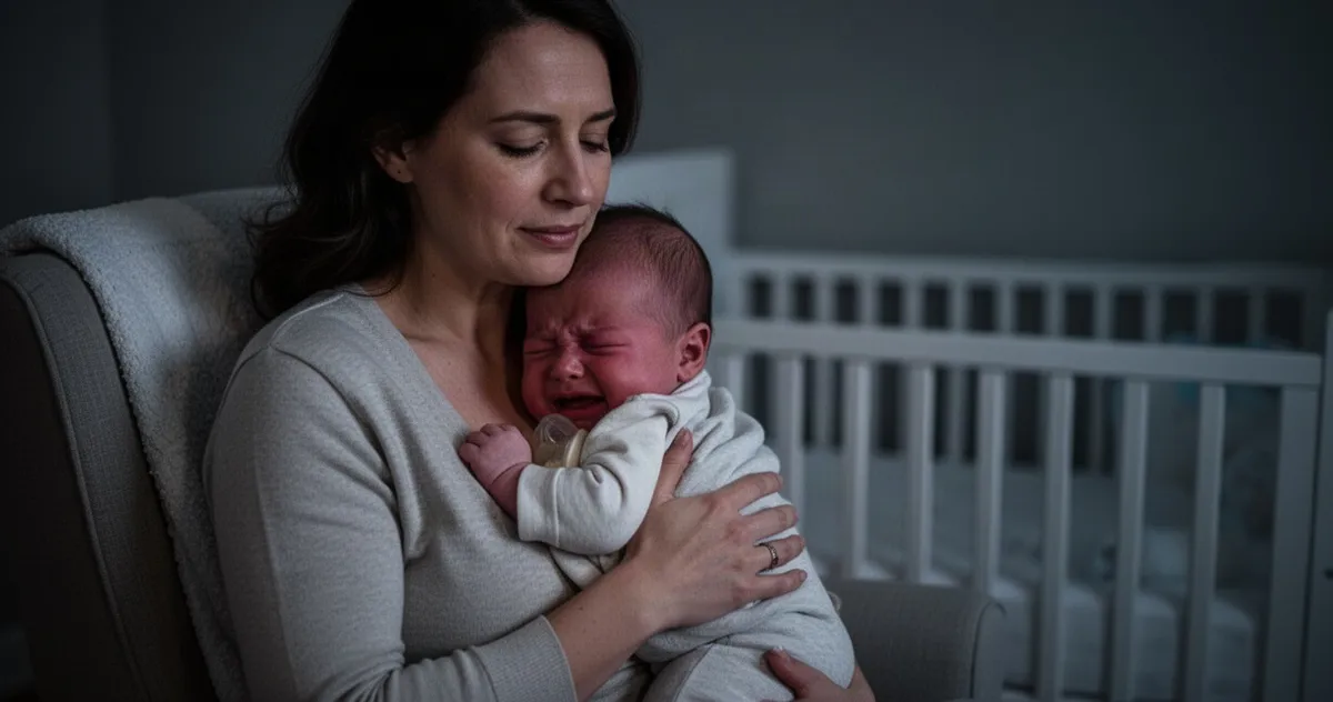 Mama nosząca dziecko w pozycji pionowej po karmieniu