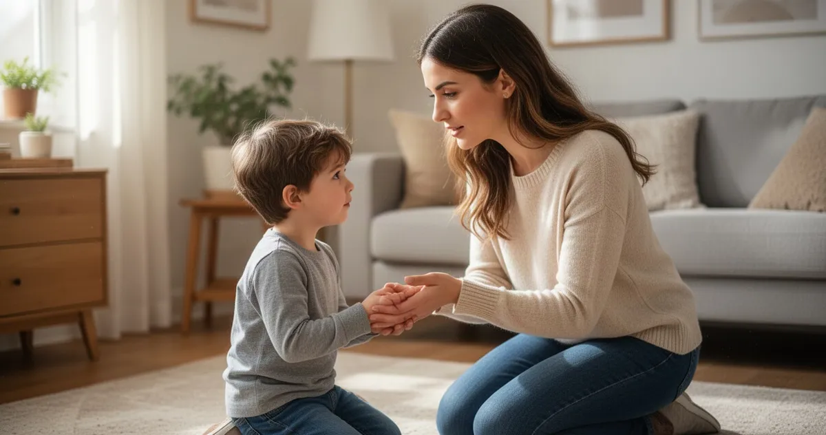 Mama nawiązująca kontakt wzrokowy z synkiem