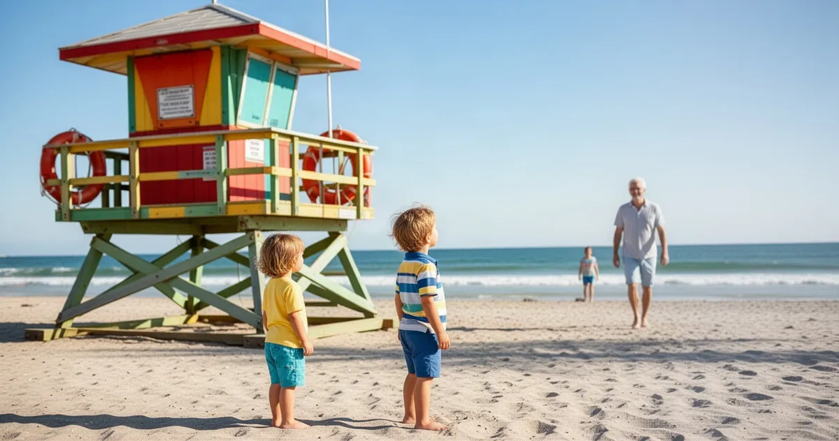Dziecko czekające przy punkcie ratownika na plaży